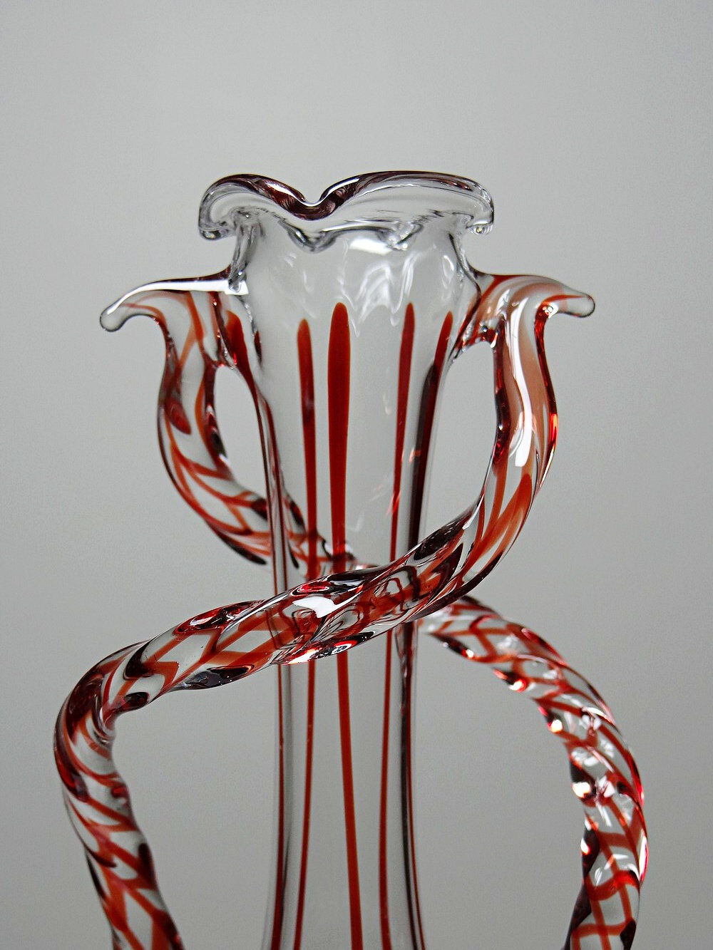 Vintage Murano blown glass soliflore vase 50-60 Filigrana/Zanfirico