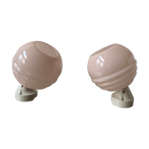 Lot 2 vintage pink opaline wall lamps