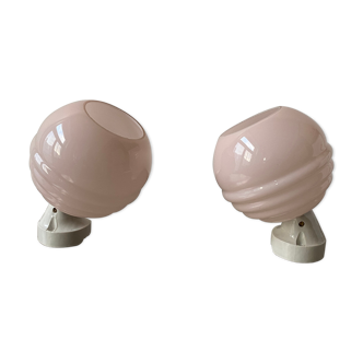 Lot 2 vintage pink opaline wall lamps