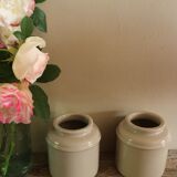 A lot 2 small pots varnished gray vintage