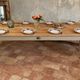 Solid oak farmhouse table "raw" 247x89, "chocolate oak" top