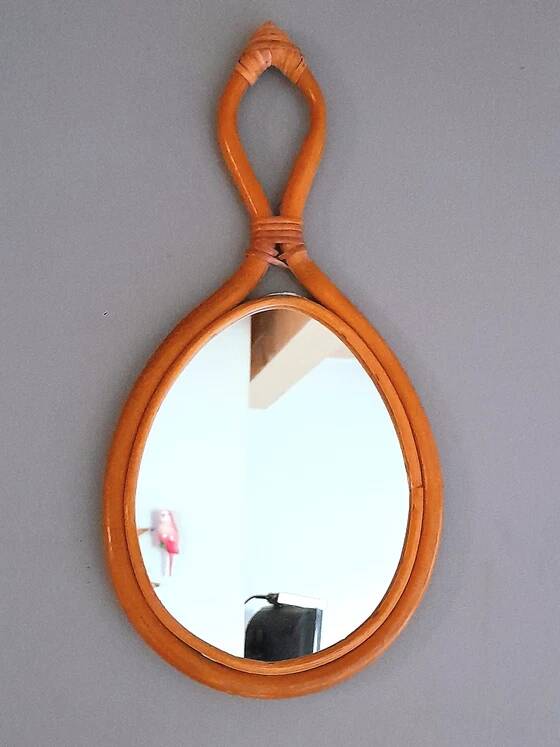 1960s rattan drop mirror