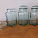 Bocal octogonal en verre vert