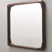 Square Wall Mirror by Dino Cavalli with Ebonized Walnut Frame, Italy