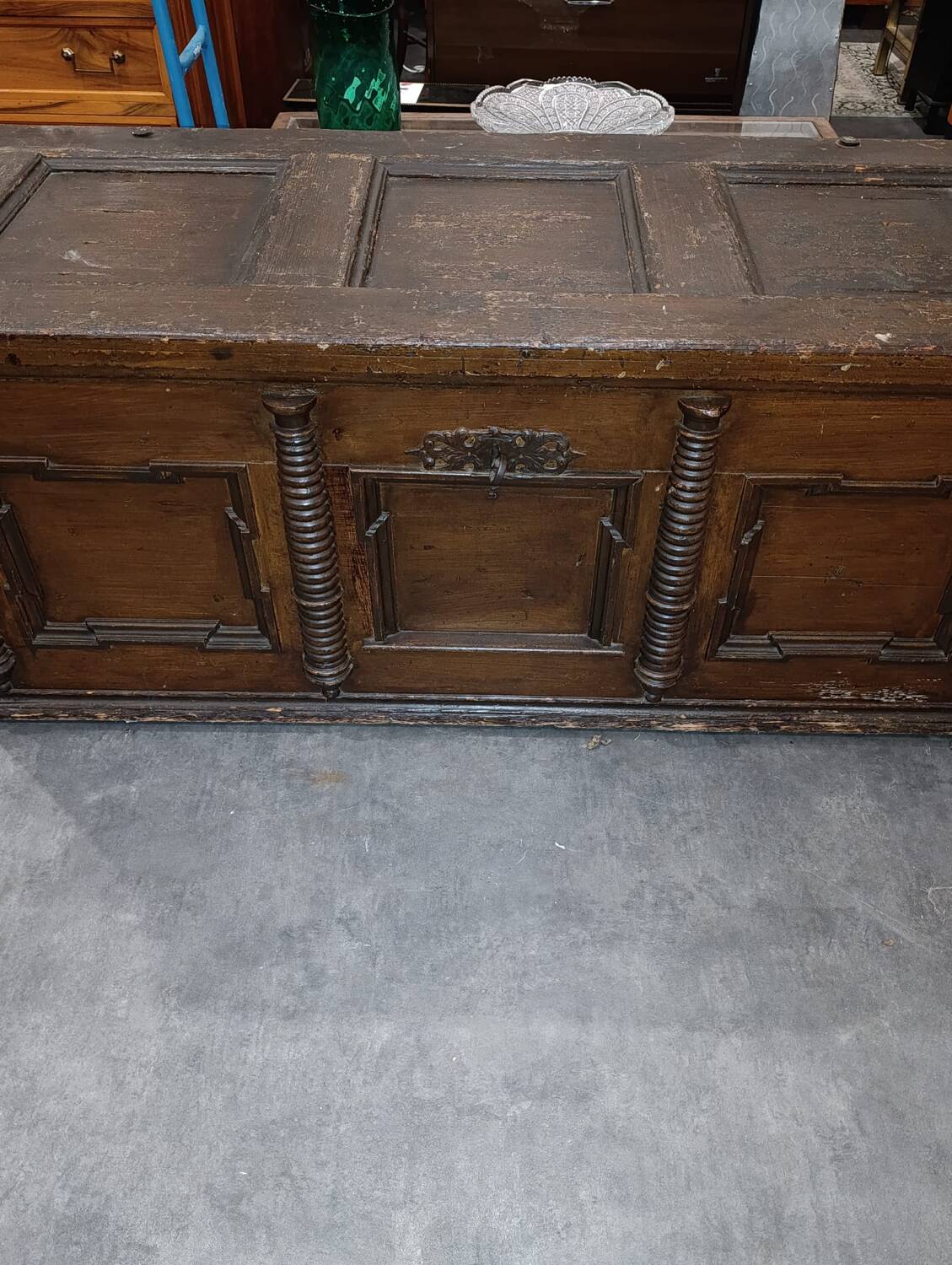 17th-century carved oak antique chest