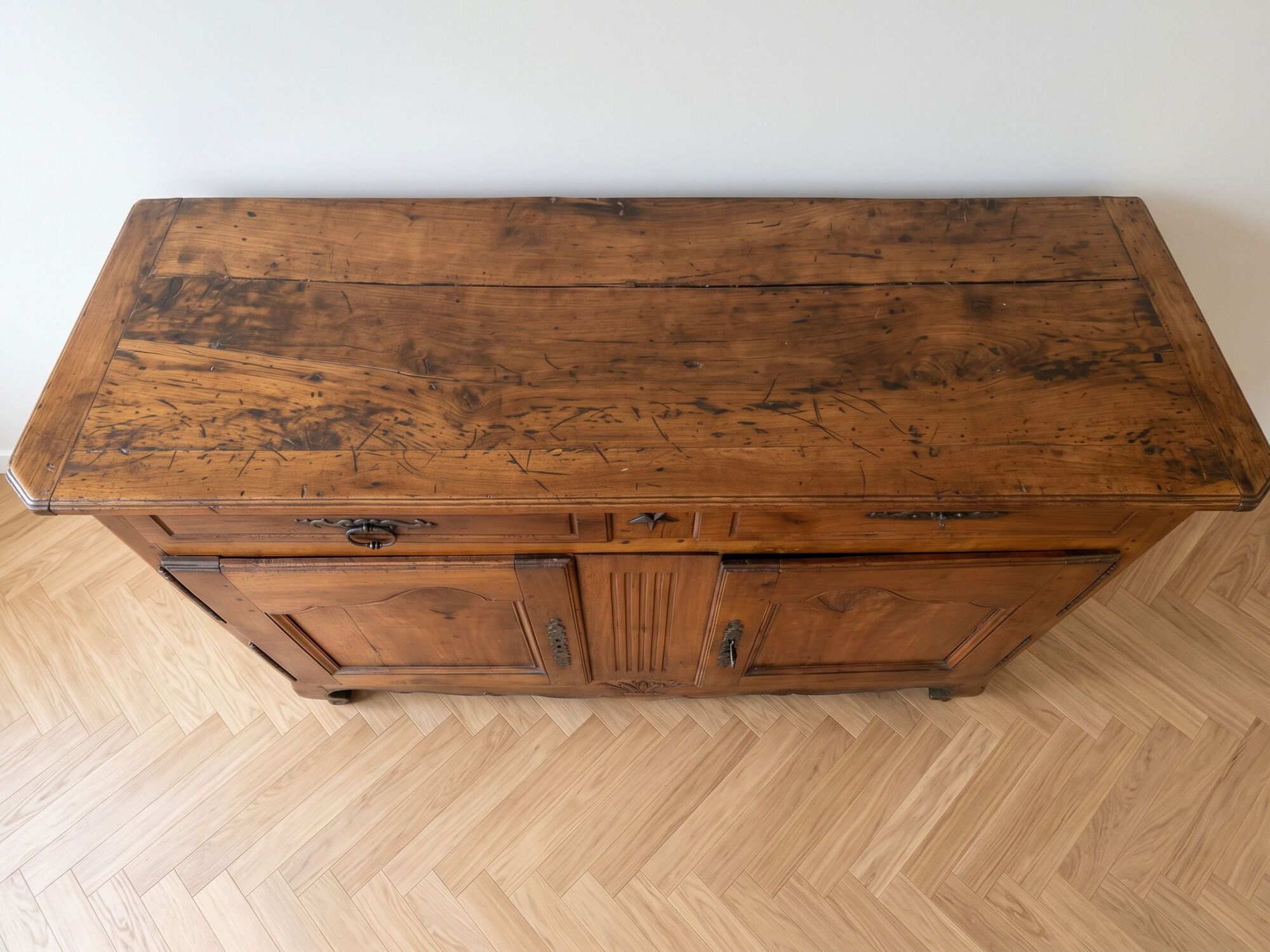Rustic old buffet made of solid wood