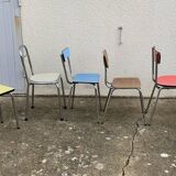 Mismatched formica chairs and stool 1960