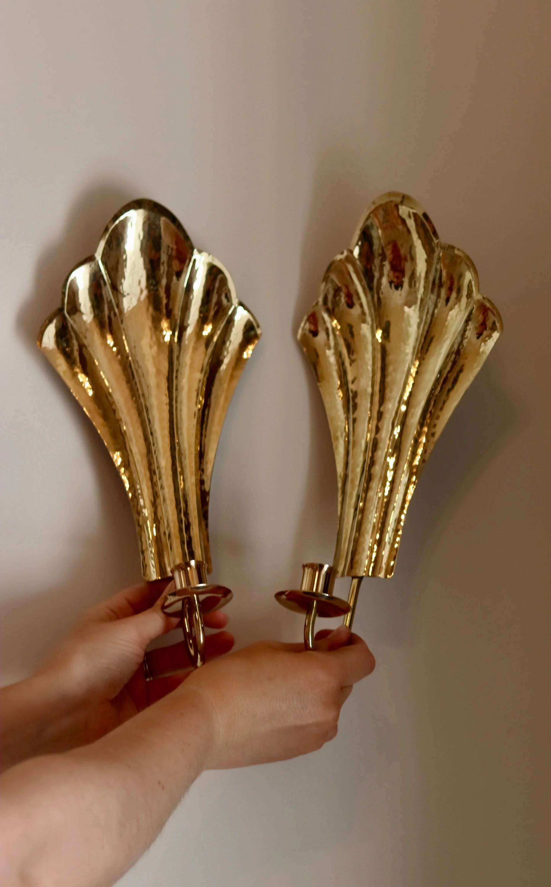 Pair of vintage Swedish brass sconces by Arvika