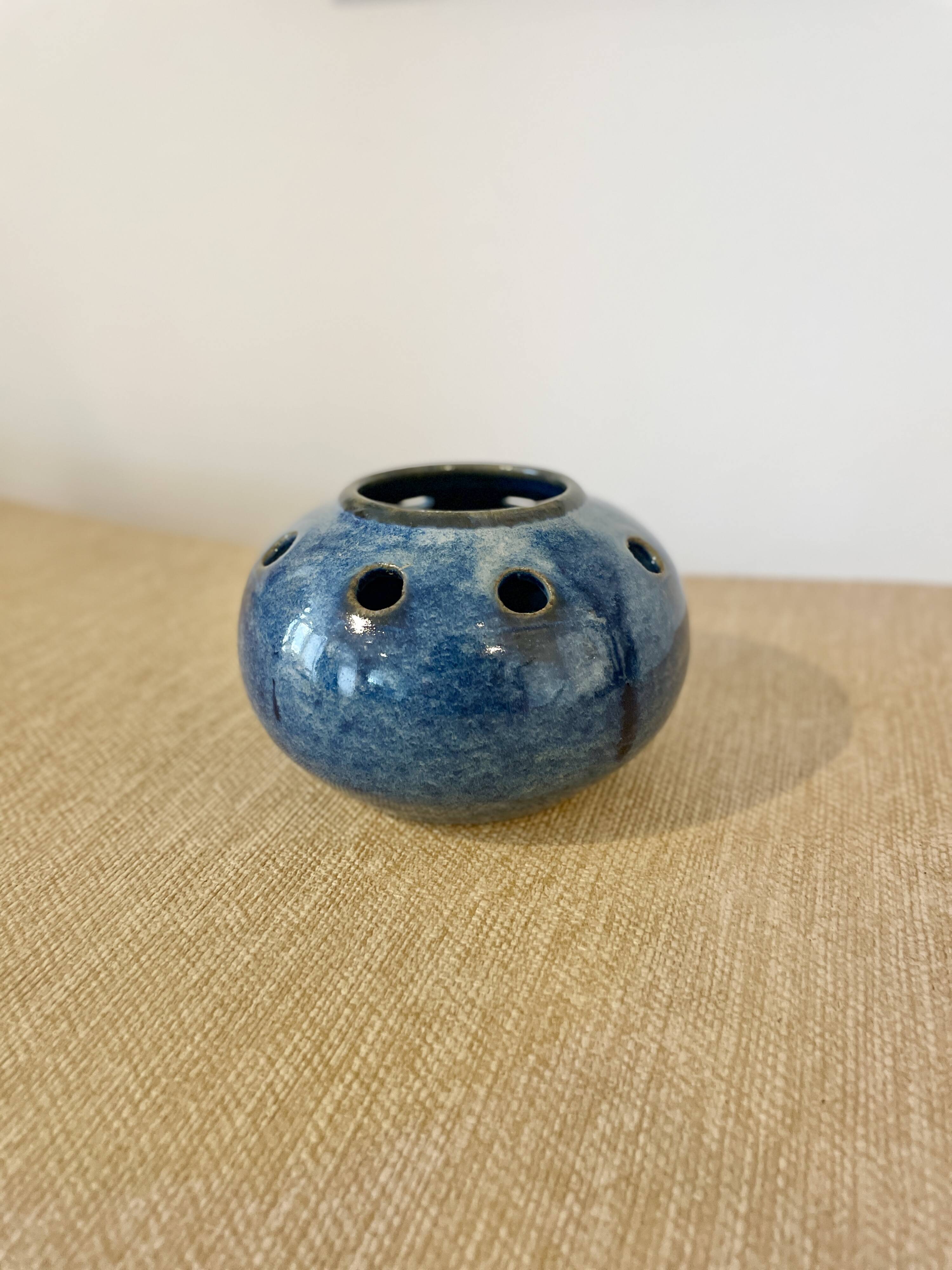 Blue ceramic flower vase