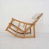 Scandinavian modern birch spindle rocking lounge chair, 1960’s