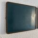 Vintage 1950s triptych barber mirror in duck blue - 22 x 86 cm