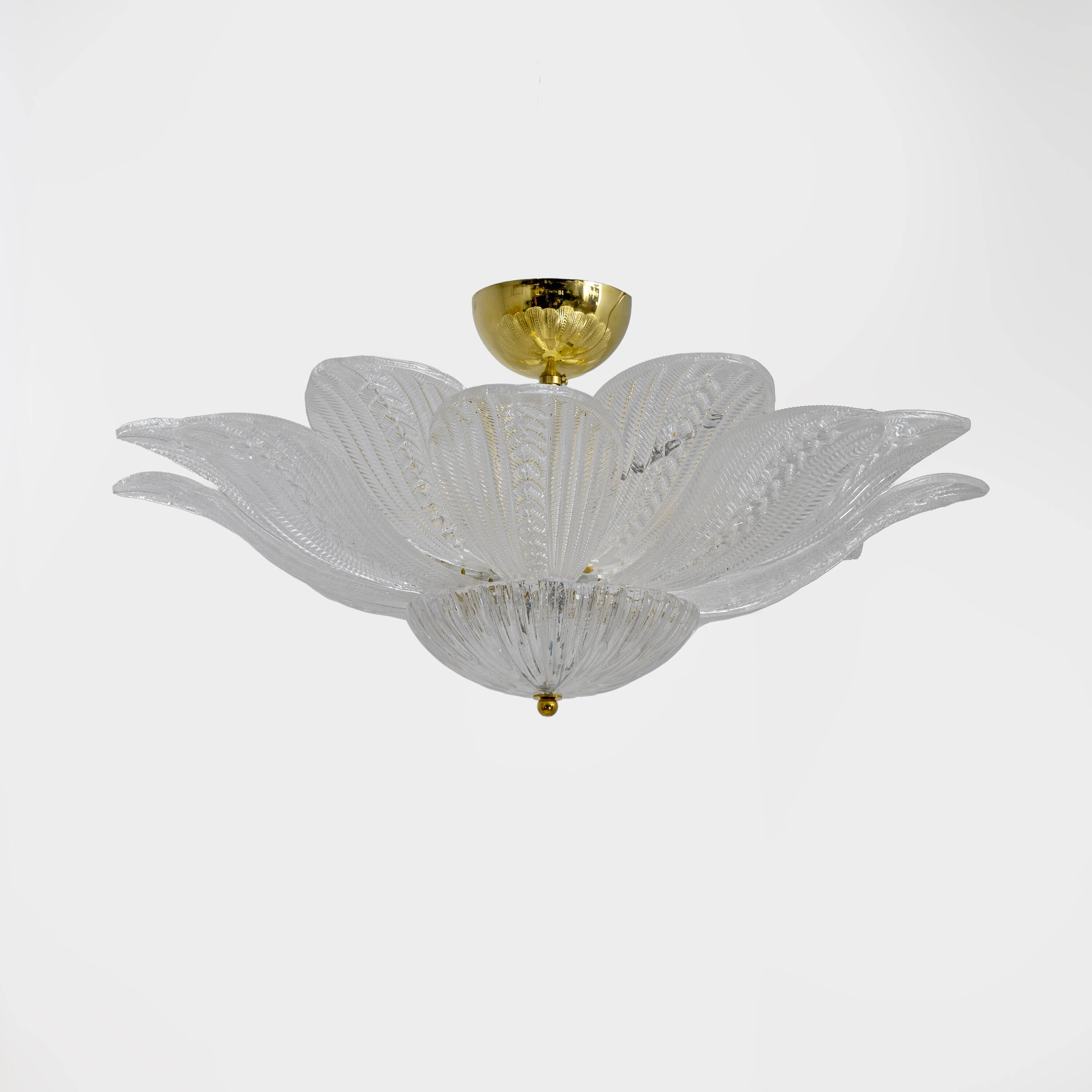 Mid-Century Modern “Margherita” Murano Glass Ceiling Light