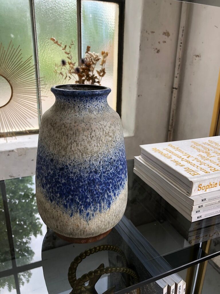 Speckled blue Scheurich vase