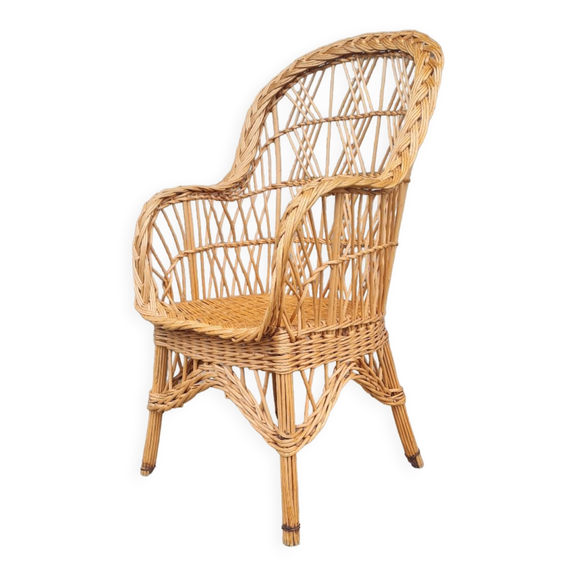 Rattan and wicker armchair 1960
