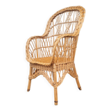 Rattan and wicker armchair 1960
