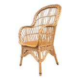 Rattan and wicker armchair 1960
