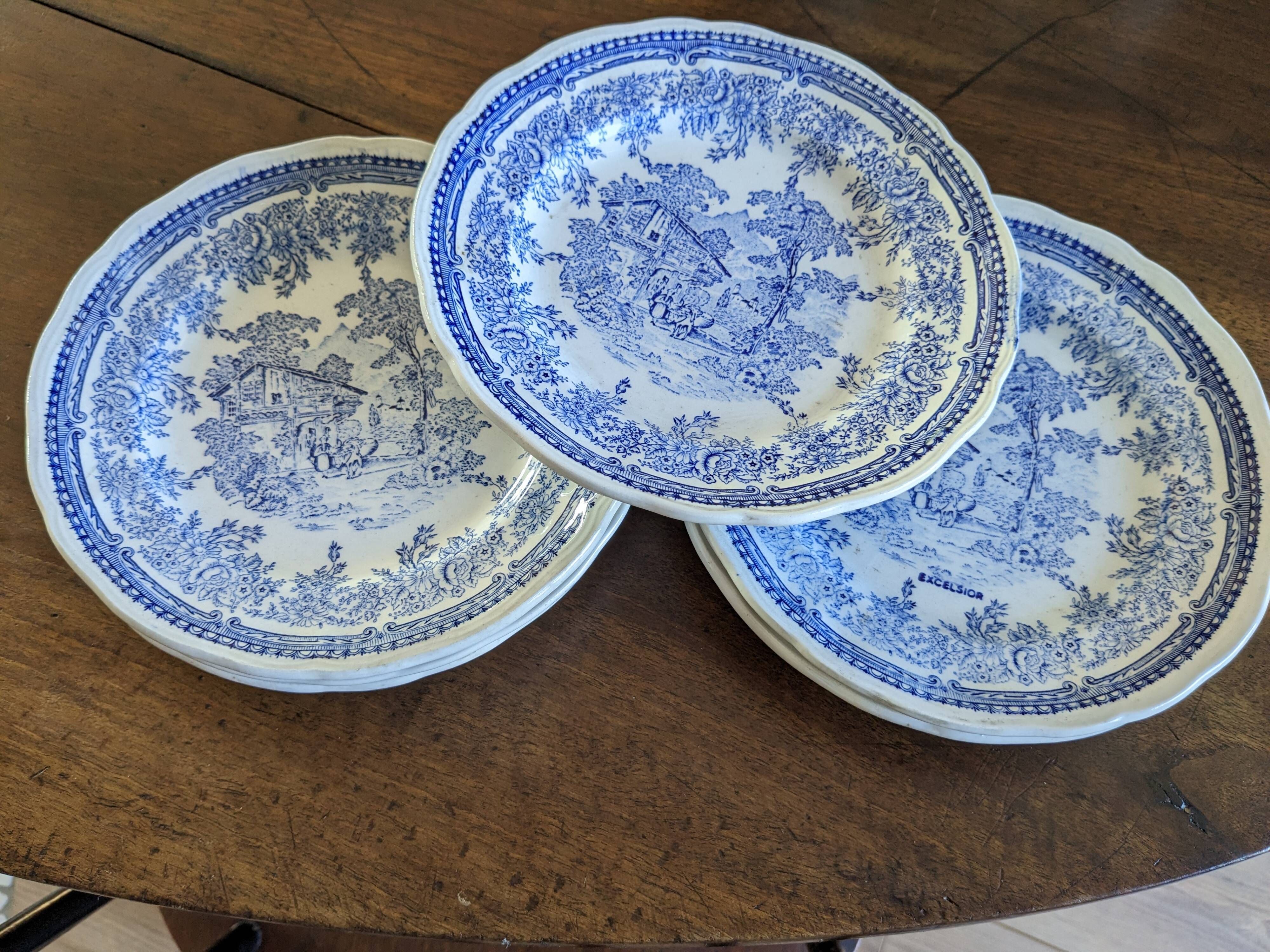 Set of 6 plates of Luneville K and G model Excelsior