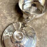 Silver-plated metal tureen, vegetable dish with ears and lid