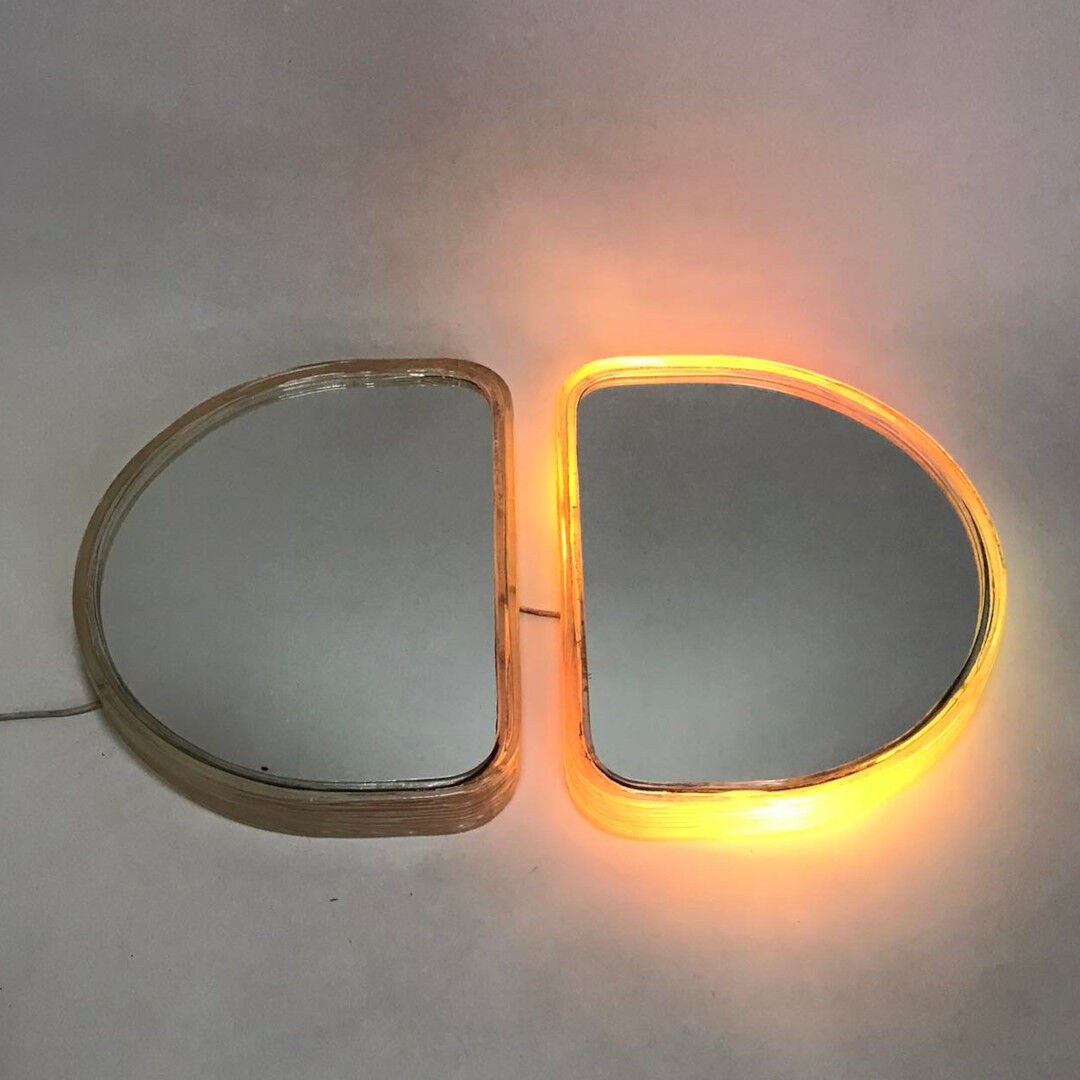 Paire de miroirs muraux lumineux, années 60/70