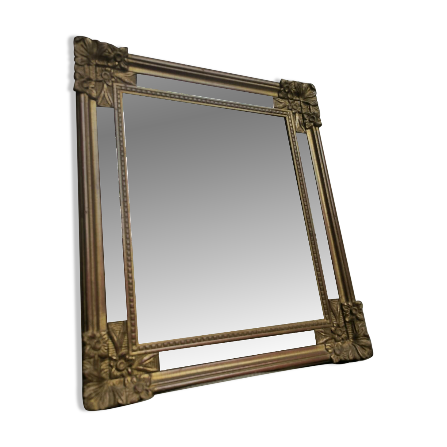 Louis XIV style mirror with giltwood and side panels