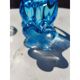 2 blue crystal and blown glass pocket vases