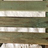 Low stool with wooden and metal slats