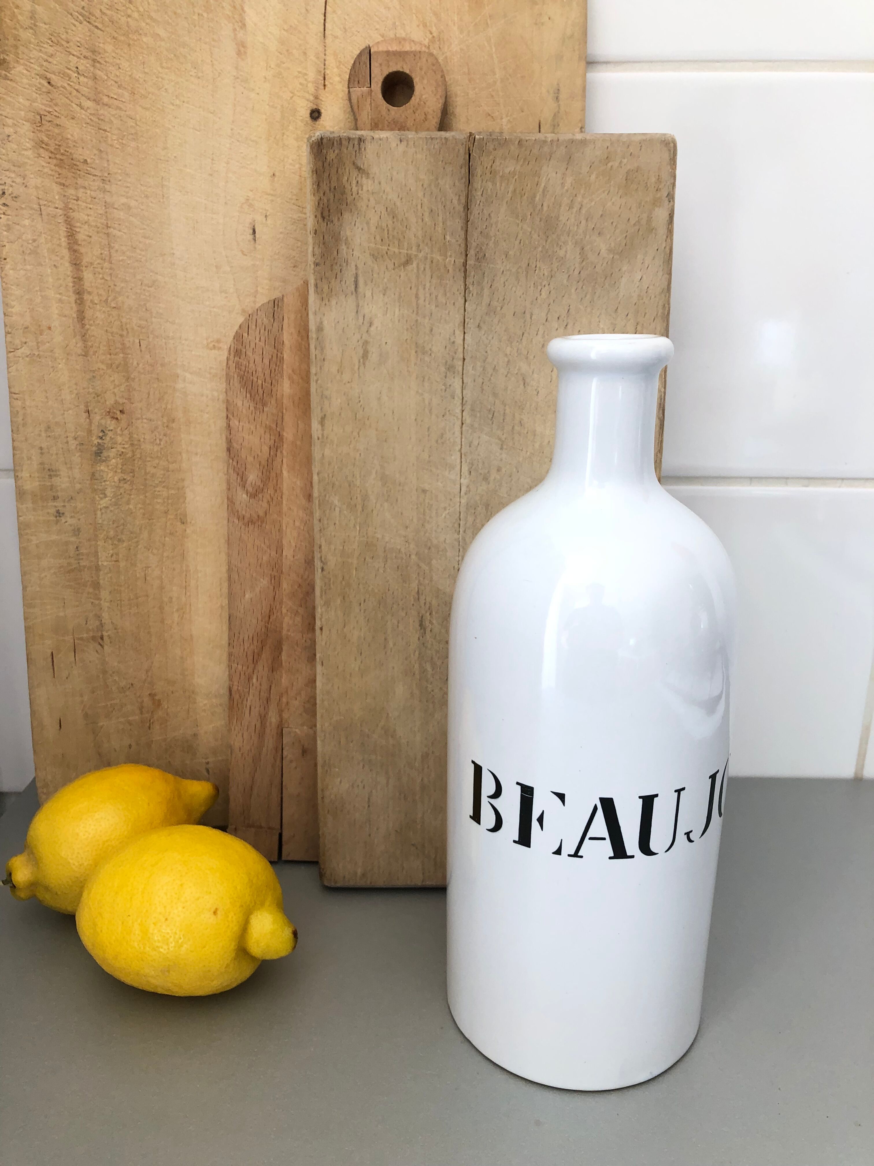 "Beaujolais" white ceramic bottle