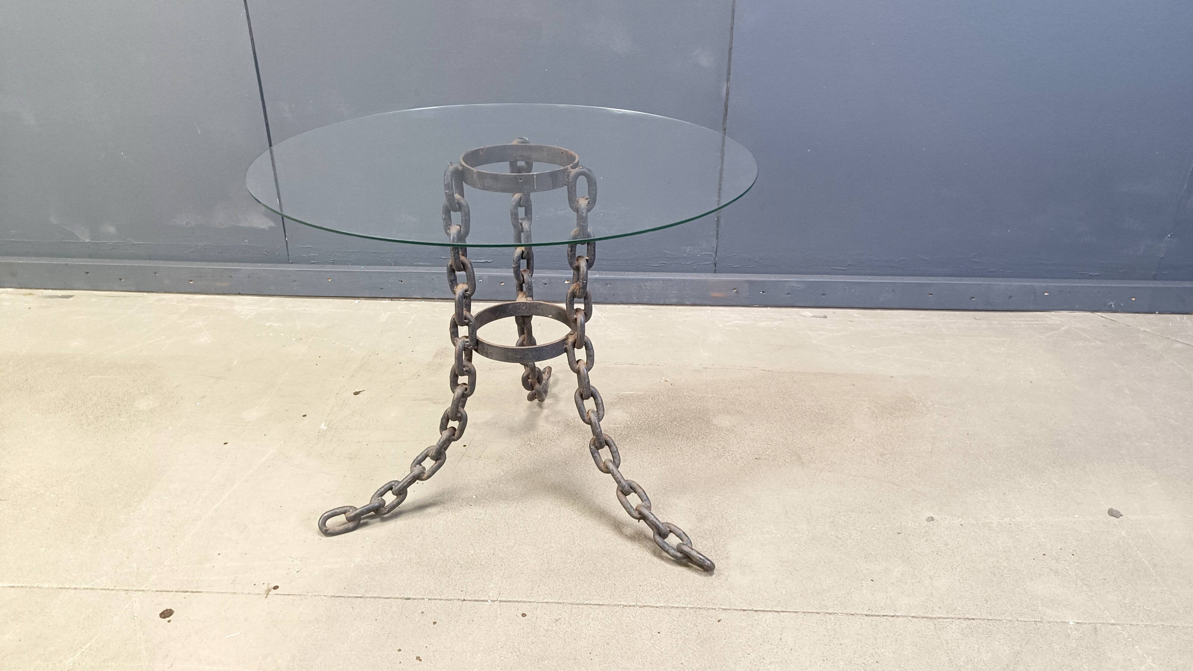 Brutalist chain link coffee table or side table, 1970s