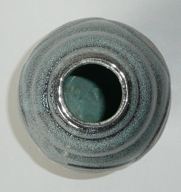 Art Deco platinum enamelled ceramic ovoid vase