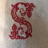 Old hemp sheet monogram eh 195 x 285 cm