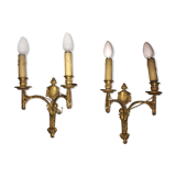 Pair of bronze wall light equipped with electricity
