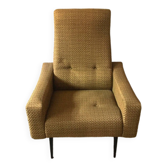 Fauteuil vintage jaune moutarde