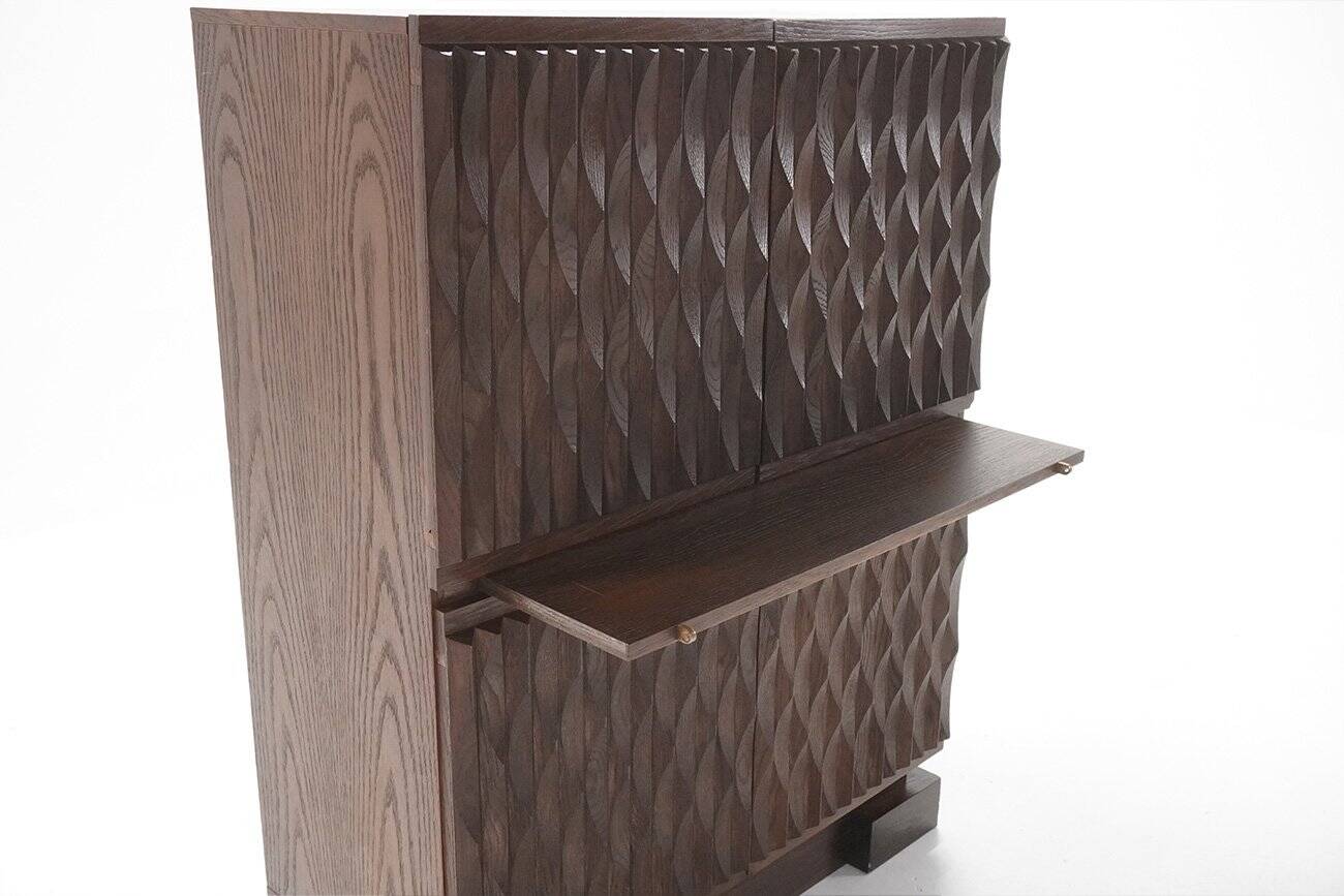 Vintage Brutalist Cabinet in Oak from Maison Aurora, Belgium, 1970s