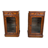 Pair of marquetry display cases