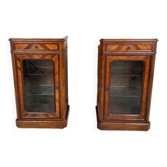 Pair of marquetry display cases