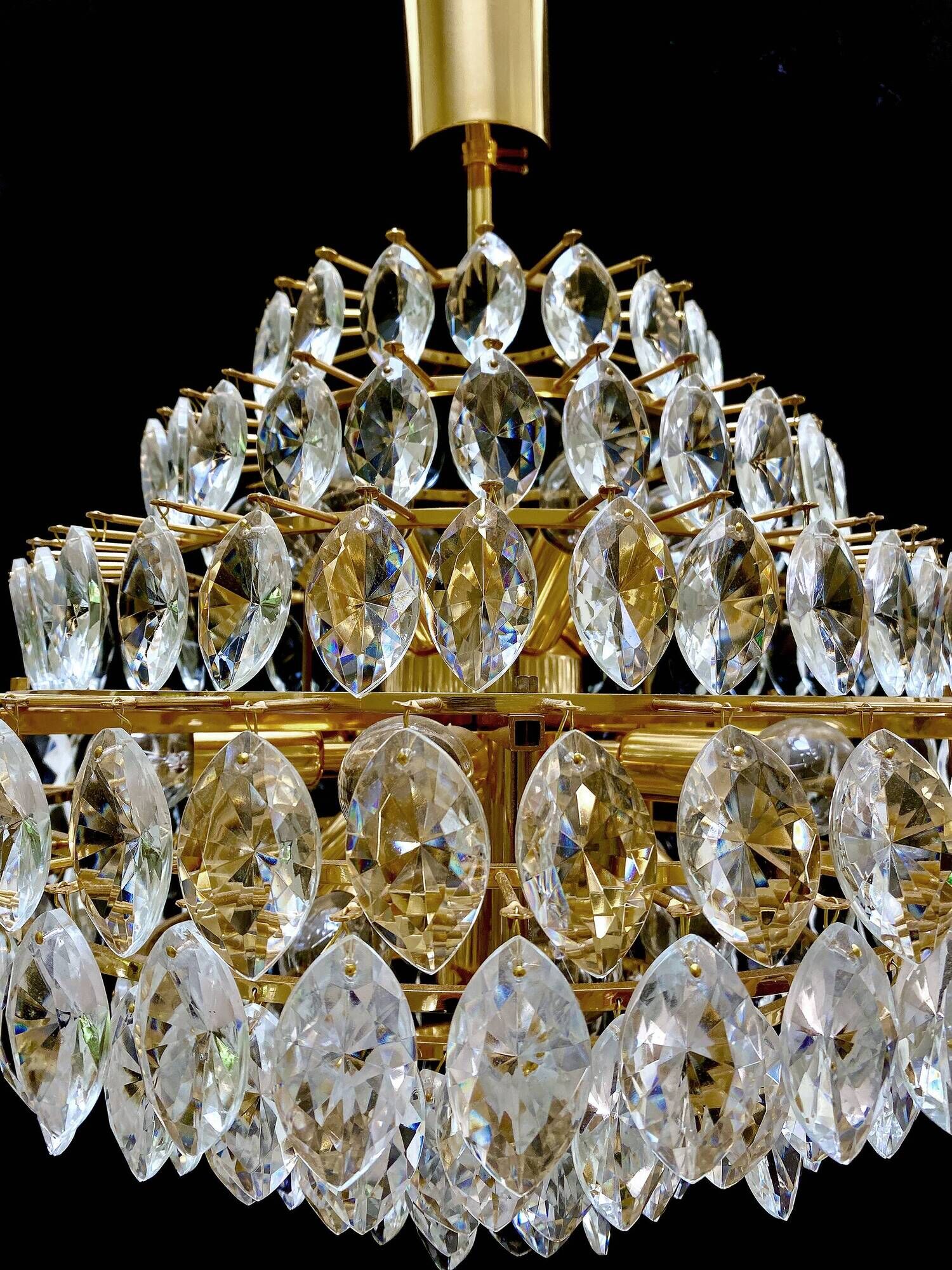 Vintage XXL Luxury Golden Chandelier Fine Gold and Crystal , 60 70 years