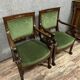 Pair of Empire-Consulate armchairs in molded and carved mahogany