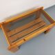 Table basse vintage en pin et verre fumé des années 70 80