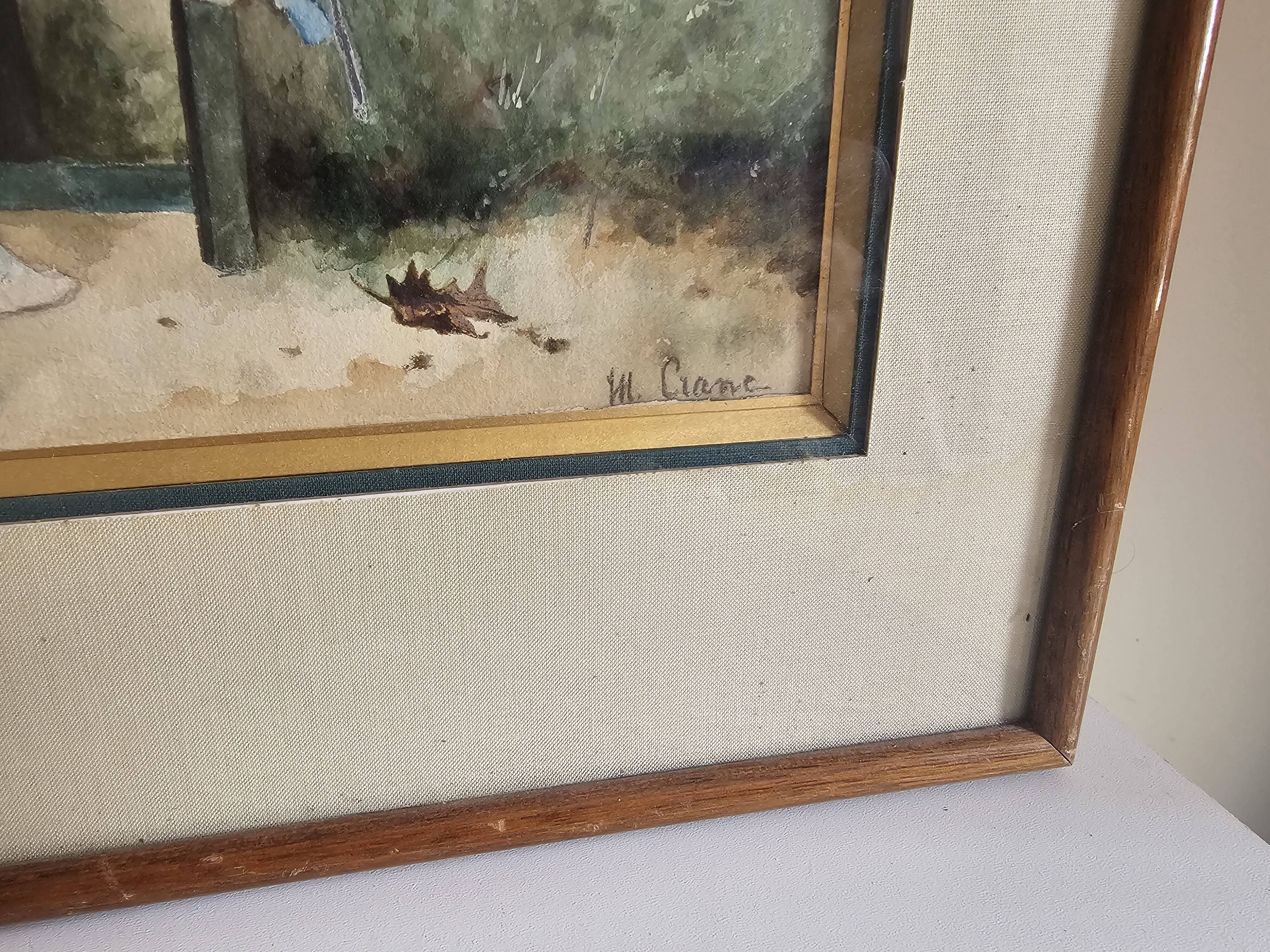 Tableau Aquarelle Scène Amoureux parc d'après Marcus Stone