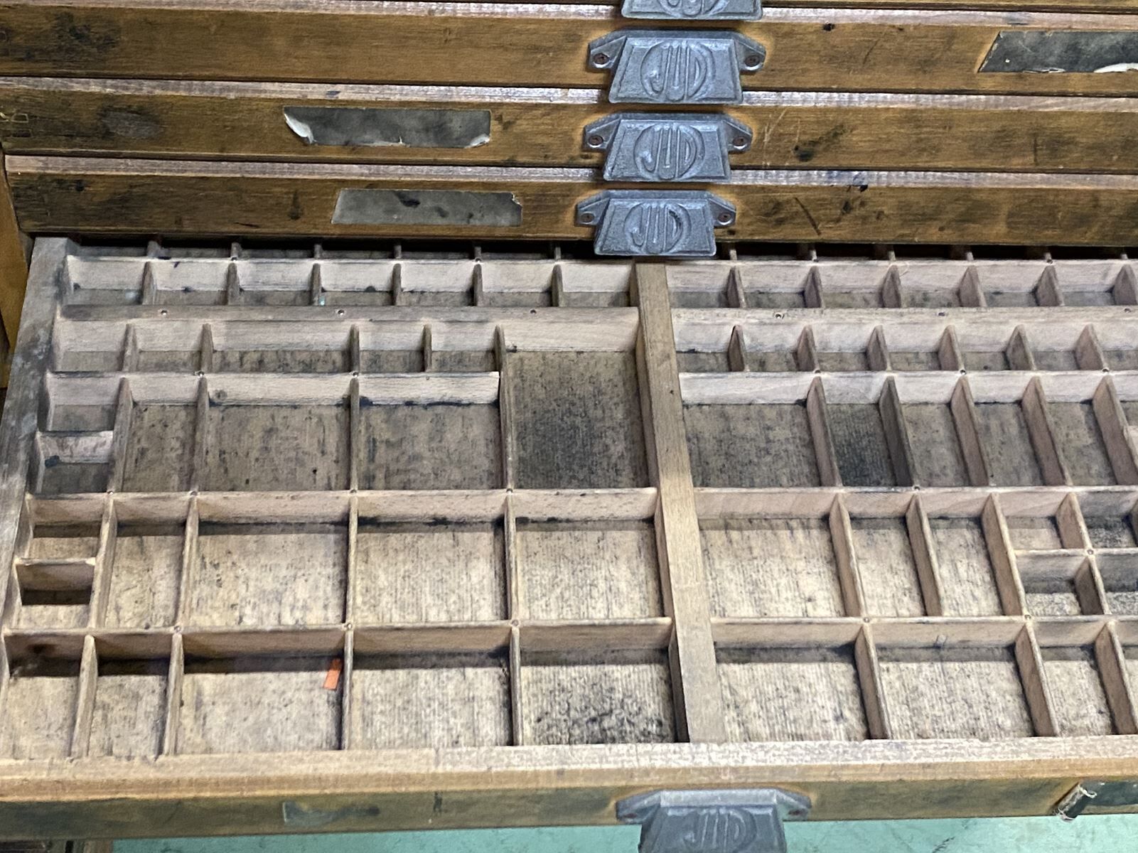 Double oak printer furniture from the 1930s