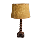 Lampe pied torsadé sculpté en chêne