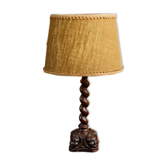 Lampe pied torsadé sculpté en chêne