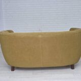 1960s, Danish 2-seater "Banana" sofa, furniture velour, beech wood.