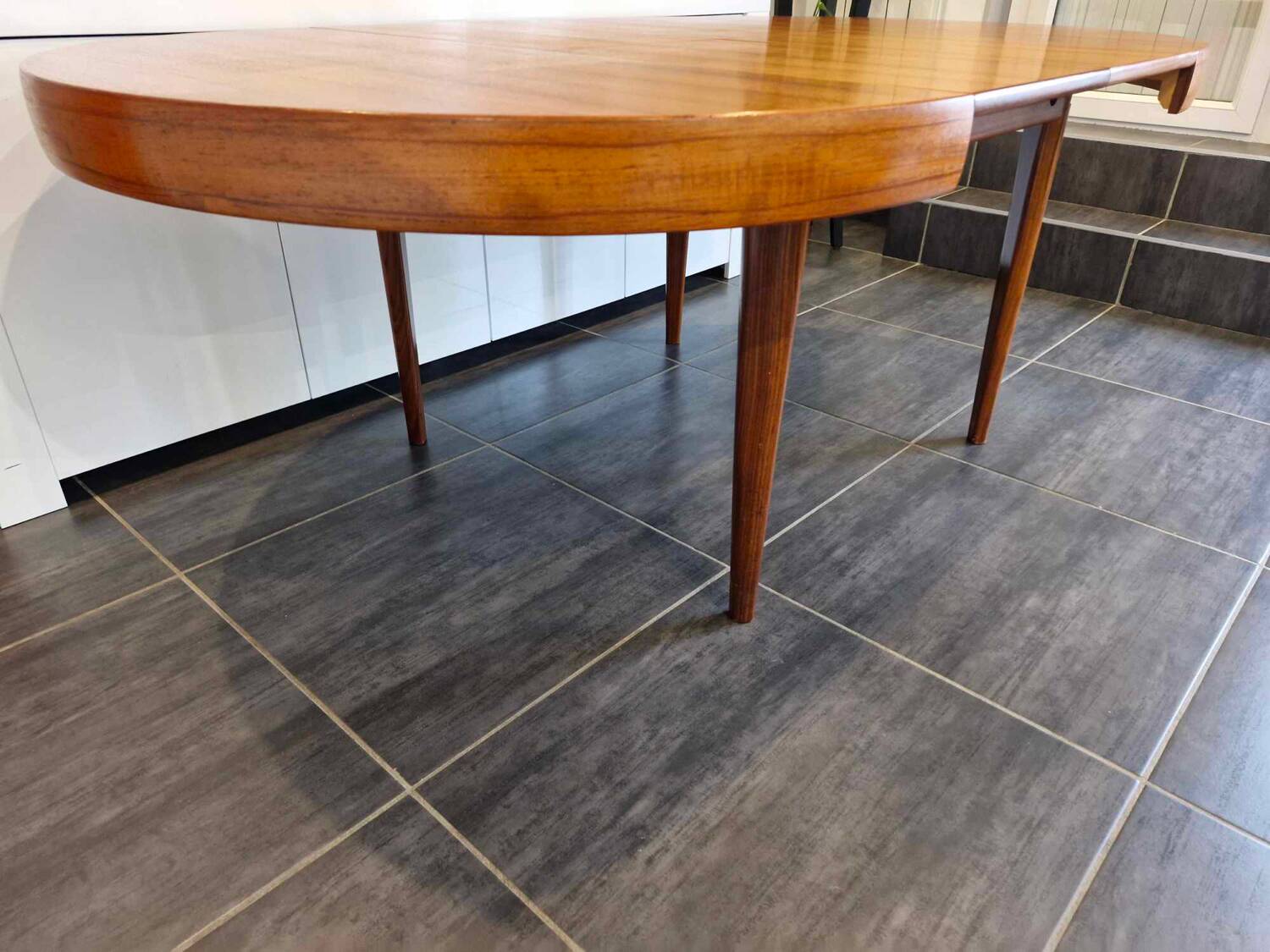 Scandinavian extendable teak round table, 1960s