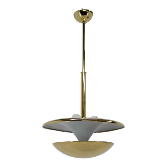 Brass Bauhaus chandelier by Franta Anyz, 1920s, restored