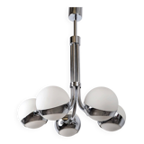 Stilnovo chrome chandelier with glass spheres, Italy, 1960s