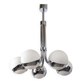 Stilnovo chrome chandelier with glass spheres, Italy, 1960s