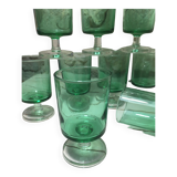 12 Vintage cavalier glasses green color ht 9 cm luminarc France