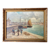 Tableau ancien - Retour de pêche - Port de La Rochelle