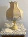 Alabaster lamp, frilled shade with fringes, 1930s-1940s.